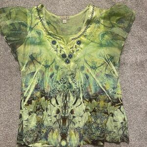 Green Patterned Women's Top